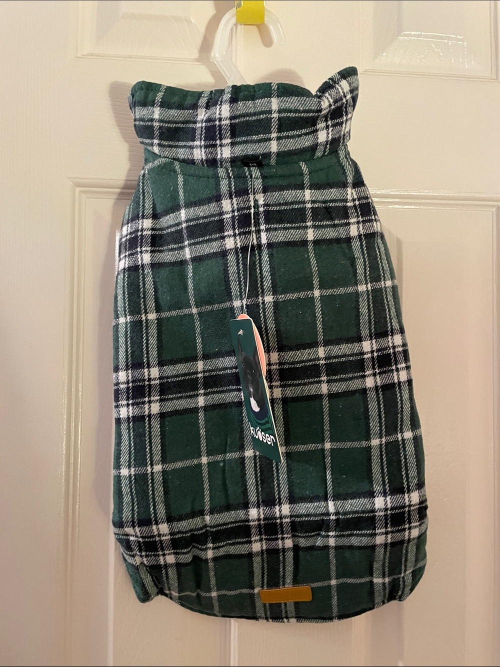 Plaid Green Flannel Puffer Jacket for dogs Medium NWT
